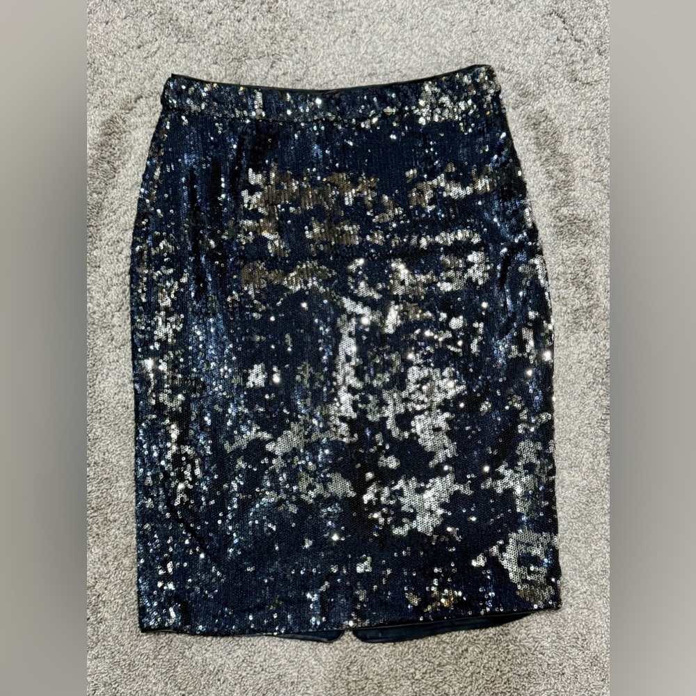 Zara Collection Sequinned Pencil Skirt-Navy/silver- Size Small